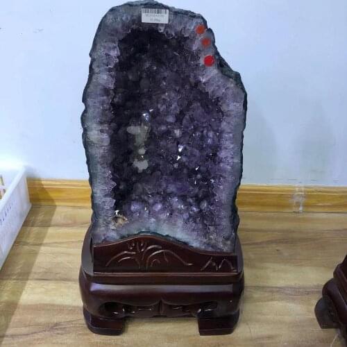 Activities on sale Natural amethyst hole decoration degaussing purification treasure pot Fengshui stone town house money bag