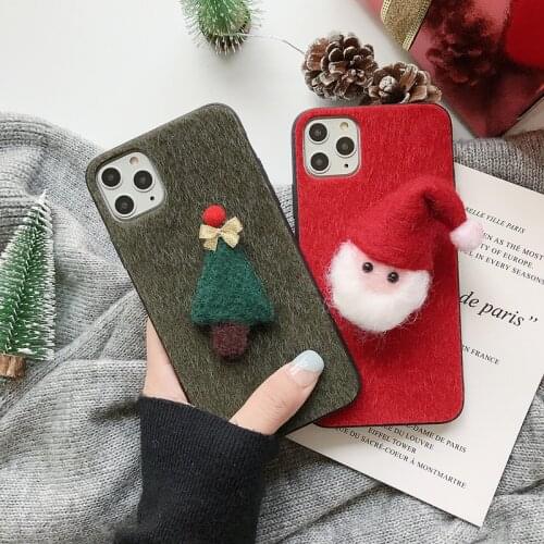 New Year Cute 3D Xmas Deer Santa Claus Snowman Case For iPhone 11 Pro XS Max XR X 10 8 7 6 6S Plus Christmas Cartoon Couple Case