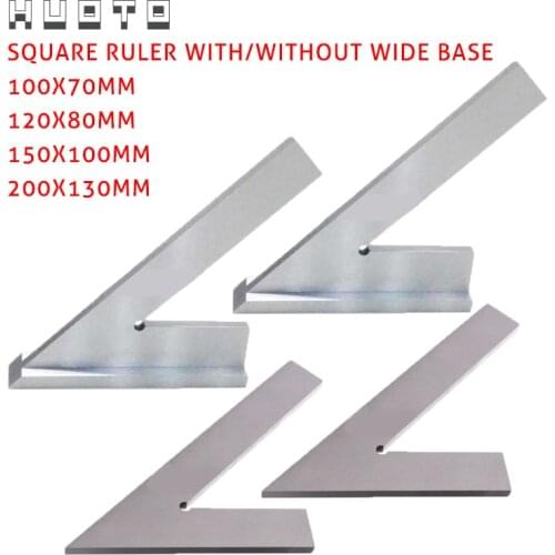 DNI875/2 100*70mm 120*80mm 200mm 45 degree Square ruler with wide base Steel 45 degree Industrial Try Machinist Square with Base
