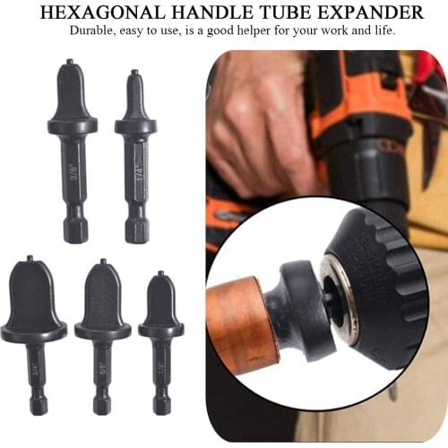 5pcs Copper Pipe Reamer Hexagonal Handle Pipe Expander Air-conditioning Pipe Expander Tool Set1/4” 3/8” 1/2” 5/8” 3/4