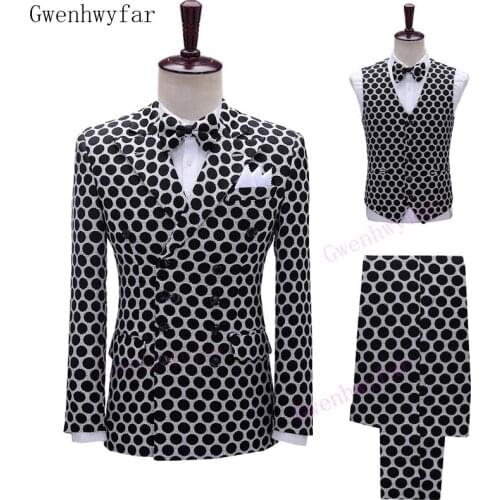 Gwenhwyfar 2020 New Fashion Party Costumes Mens Wedding Jacket Singer 3-Piece Suit Blazer Hombre Male Evening Masculin G1032