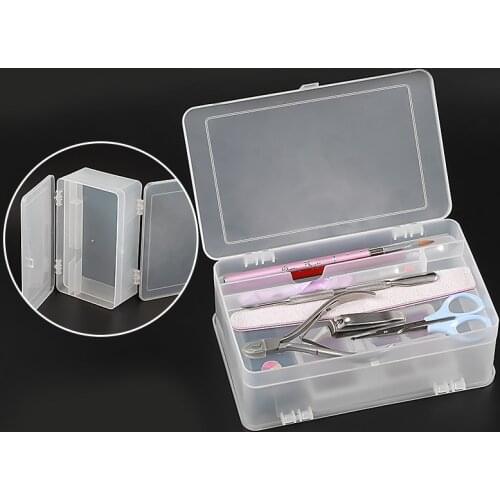 1 Nail Art Tools Storage Case Portable Double-layer Empty Box High Capacity for Interval Storing Scissors Pens Brush polish Gel