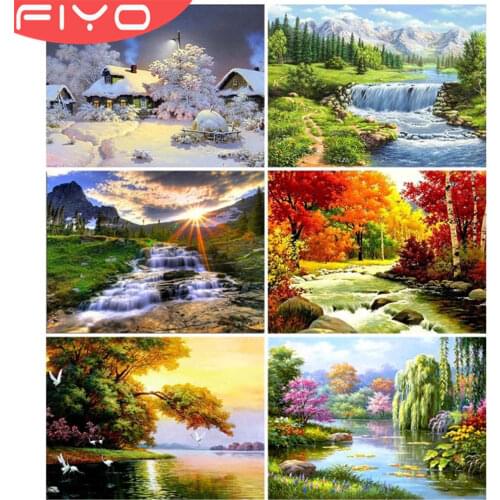FIYO 5D DIY Full Square/Round Diamond Painting Lake Forest Rhinestone Embroidery Cross Stitch Home Art Hanging Pictures Gift