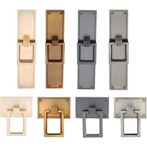 Chinese knot Handle Rectangular ring Pull Solid Brushed copper/Black/Antique Bronze Knob w/screw 32mm/128mm Cupboard Drawer