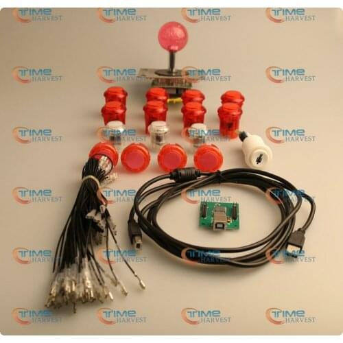 Arcade parts Bundles kit With LED lighting Joystick,+5V LED button,USB adapter,wires to build up Fighting Stick game controller