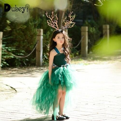 Elf Costume for Baby Girl Cosplay Elegant Girls Little Mermaid Dress Up Party Prom Off Shoulder Pageant Dresses for Girls