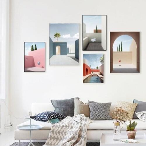 Nordic Creative Modern Architecture Artistic Conception Picture Canvas Painting Wall Art Poster And Print Room Decoration