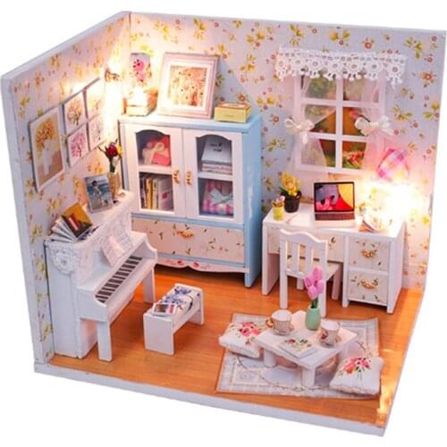 Creative DIY cottage Children Adult Miniature Doll house Wooden Kits Assembled building blocks mini scene home furnishing toys