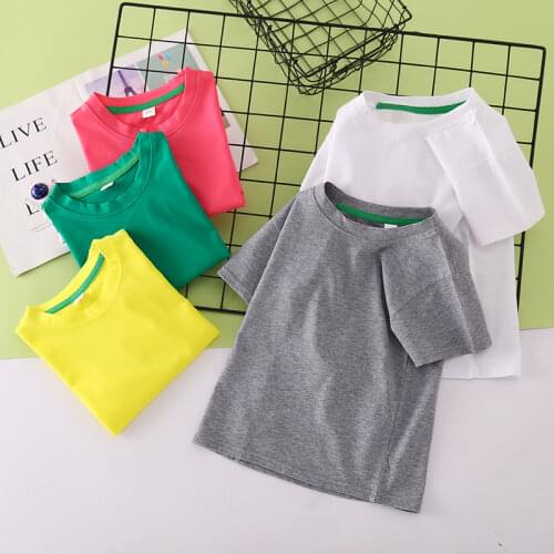 Summer Children T-shirt 2020 Solid Color Girls Shirts 2-8T Tops For Boys Cotton Kids Tees School Toddler Outerwear
