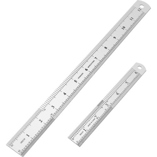 Stainless Steel Ruler 12 Inch + 6 Inch Metal Rulers