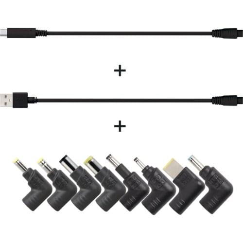 LVSUN USB-3pin + USBC-3 pin DC cable + 8 DC tips Connectors N04 N07 N23 N24 N32 N33 N35 N36 For Most of Laptop Charge Charging