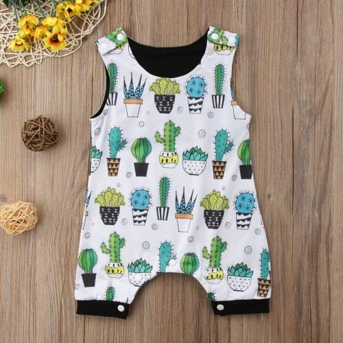 Fashion Sweet Baby Jumpsuits 0-24M Newborn Baby Boys Girls Floral Vest Romper Jumpsuit Clothes Outfits Summer