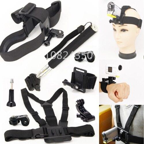 6in1 1set Monopod Mount Accessories Wrist strap screw Handheld Monopod For Sony Action Cam HDR-AS15 AS20 AS30V AS100V AS200V