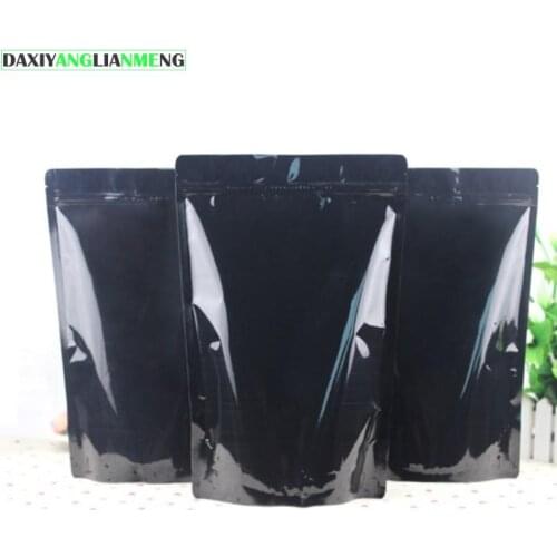 Mylar Bag Zipper Lock Pouch Aluminum Foil Black 50pcs 18cmx30cm 7.1'' X11.8 Plastic Bopp Pp Pe Pet