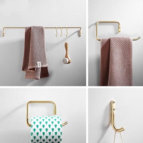 Solid Brass 4-Piece Bathroom Accessory Set Brushed Gold Towel Bar,towel Holder Wall-mount Towel Ring Baht Hardware Sets Hook