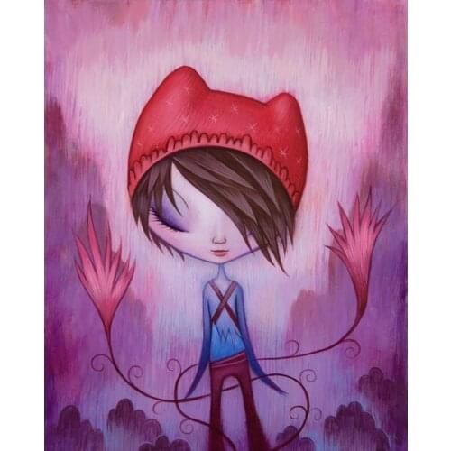 5D Diy Poured Glue Diamond Painting Kits Scalloped Edge Cartoon Girl Portrait Full Round Dirll Embroidery Handmade Products Gift