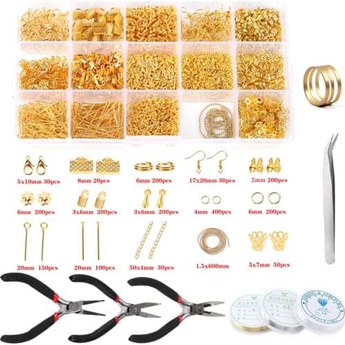 Jewelry Making Kits Necklace Chain Earring Hooks Rings Thread Forceps Lobster Clasp Accessories Set Diy Supplies Handmade