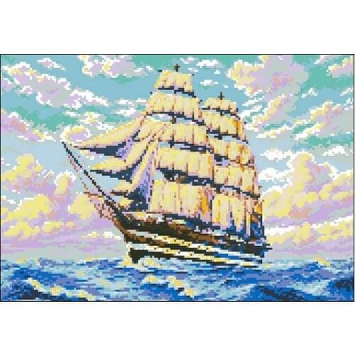 Embroidery Package Hot Sell Best Quality Cross Stitch Kits Grand Boat on Sea Free Shipping Hot Sell