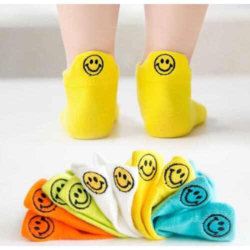 5Pairs/Lot Cartoon Smiling face Embroider Mesh Cotton Summer Spring Newborn Boy Kids Baby Girls Breathable Socks for 1-12T