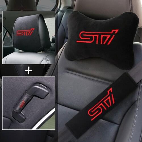 New style Car neck pillows headrest cover car Car Safety Seat Belt handle cover case for Subaru STI Impreza WRX Car Styling