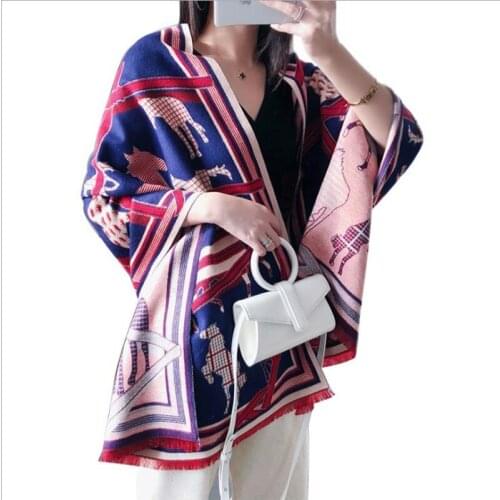 New woman Fashion Cashmere horse pattern jacquard Scarf Decoration Soft and comfortable Gift headscarf high quality Shawl