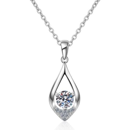 ANZIW Fashion 925 Sterling Silver Moissanite Diamond Neckalces Silver 5mm Teardrop Necklaces Women Wedding Engagement Jewery