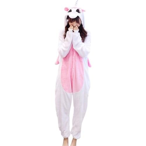 Adult Kigurumi Pink Unicorn Pajamas Sleepwear Pyjama Animal Suit Cosplay Women Winter Garment Cute Animal Unicornio Costume