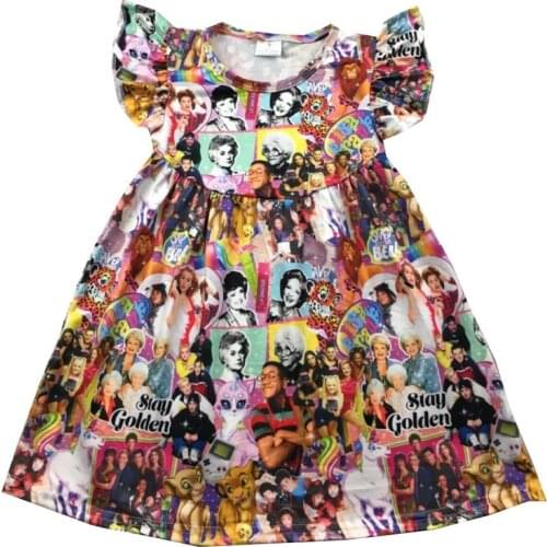 Smocking girl dress cute Music Band lion Tie-dye pattern animal pattern pearl dress