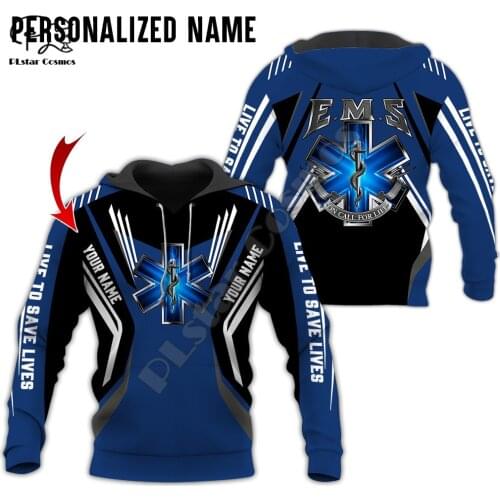 PLstar Cosmos Emergency Medical Service EMS 3D Printed Hoodies Sweatshirts Zip Hooded For Men/Women Casual Streetwear Style-E01