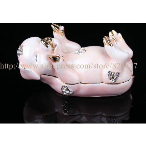 Pig Gift Box Childrens Jewelry Boxes Happy Pig Small Piggy Pig Ring Holder / Trinket Box Beautiful Pig Figurine