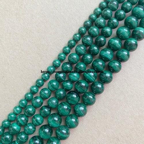 Genuine Semi-precious Natural Zambia Green Malachite Stone Round Loose Beads 6 8 10MM Pick Size Jewelry Making