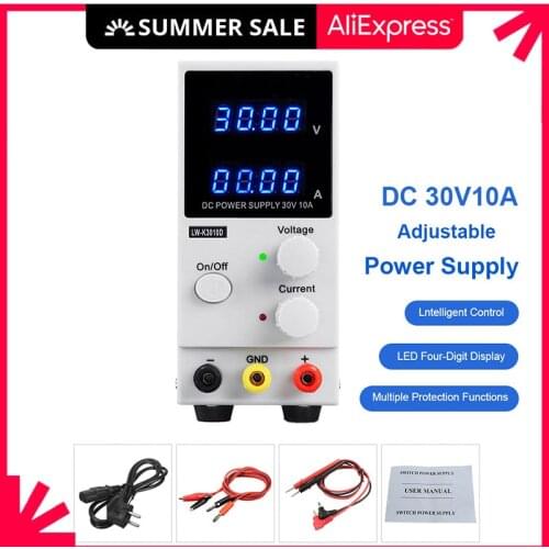 Dc Power Supply Adjustable 30V 10A Lab Power Voltage Regulator Stabilizer Switching Power Supply Kit DC Laboratory Bench Source