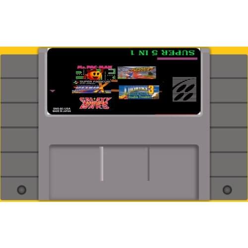 Super 5 In 1 Save File 16 bit Big Gray Game Card For USA NTSC Game Player