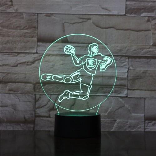Handball 3D Led Lamp 7-Color Touch Base 3D Night Light Table Lampara Lampe Baby Sleeping Nightlight Sport Fans Kids Gift 1955