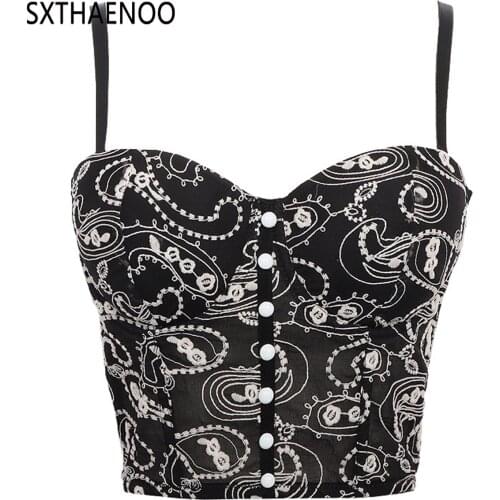 SXTHAENOO Lace Embroidery Floral Mesh Sexy Women Top Push Up Night Club Bralette Womens Charming Cropped Top Vest Corset