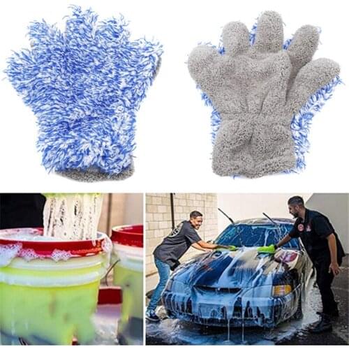 Coral Velvet Knitted Gloves Super Soft Microfiber Car Detailing Dust Removal Gloves Car Wash Cleaning Gloves For Car Cleaning
