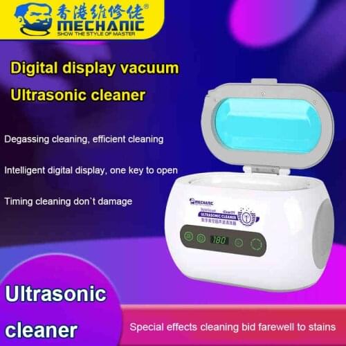 Mechanic 600ml Vaccum Ultrasonic Cleaner Heating Jewelry Toothbrush Watches Eyeglasses Shaver Phone Touch Glass Lens Timer Bath