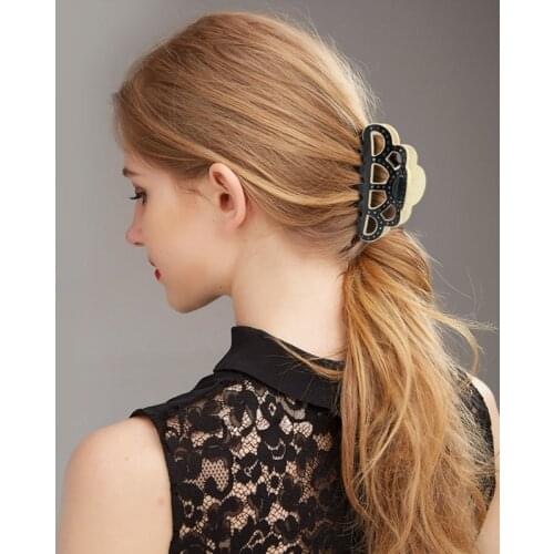 2pcs French Design Jaw Crab Hair Claw for Women Female Classic Hair Accessory - Big Hair Jewelry Ornament for Thick Braids Party