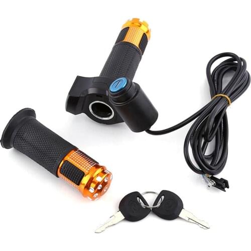1 Pair Aluminium Alloy E-Bike Scooter Twist Throttle Grip+LED Display Screen Handle Key Electric Bike 5 Wire Accelerator 2m Line