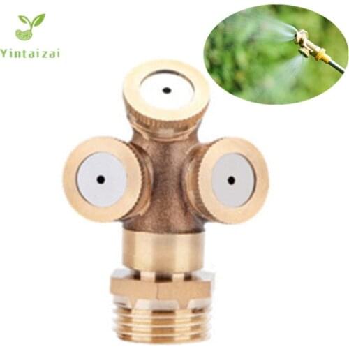 10pcs 1/2" DN15 Three Nozzle Brass Misting Sprayer Lawn Sprinkler For Lawn and Garden Mist Irrigation Watering Nozzle R202