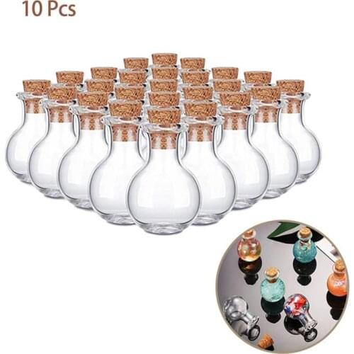 10PCS Mini Glass Bottles with Cork Stopper Small Clear Wishing Drifting Bottles DIY Crafts for Wedding Birthday Party Home Decor