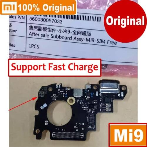 100% Original NEW Xiaomi Mi9 Mi 9 M9 9 Microphone USB Plug Fast Charging Port Charge Board Flex Cable Connector Quick Charge
