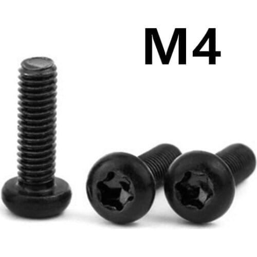 100pcs/lot M4x6/8/10/12/14/16/20mm GB2672 ISO14583 Black 304 Stainless steel pan head torx screw six-lobe machine screws