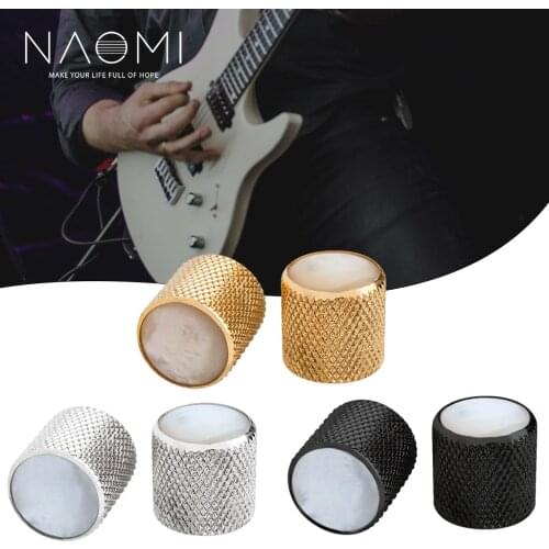 NAOMI 2pcs/1set Tele Pearl Top Guitar Dome Knobs Bass Knob Brass Knob Volume Tone Control Knobs Golden/Chrome/Black