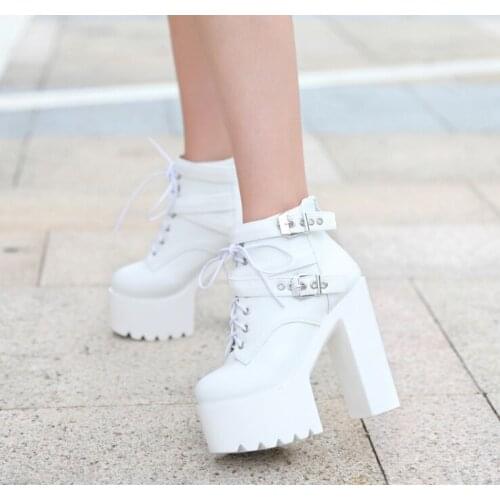 2019 autumn new 14 cm thick with super high heel Martin boots sexy nightclub catwalk short boots casual knight boots