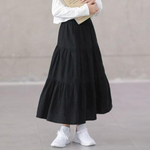 2021 Korean Teen Girls Elastic Waist Casual Black Ruffled Skirt Children Autumn Clothing Kids Girls Cotton Skirt Ruffles, #9118