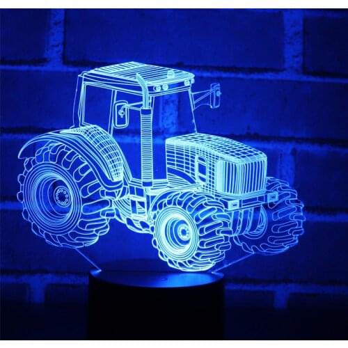 3D LED Night Light Dynamic Tractor Come Car with 7 Colors Light for Home Decoration Lamp Amazing Visualization Optical