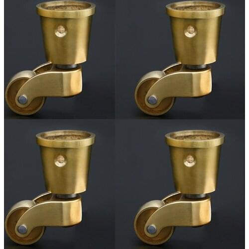 High Quality 4PCS Heavy Duty Brass Universal Furniture Casters Table Chair Sofa Furniture Mute Runners Rollers Wheels