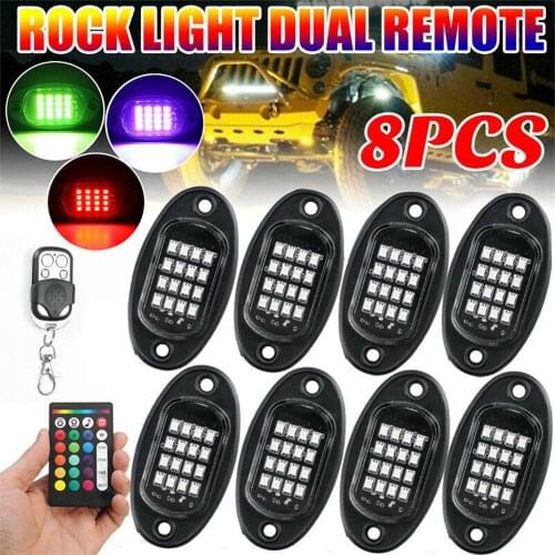 8/4 PCS Underglow RGB LED Rock Lights Neon 8Pods LED Light Off-Road UTE ATV Boat Rgb Led Rock Lights Multicolor Neon Led Light