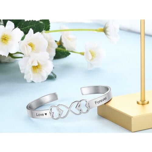 Free Engraving ID Bangles For Lovers' Engrave Name Stainless Steel Cuff Bracelets & Bangles For Women Best Gifts